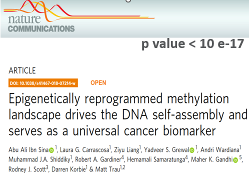 Epigenetically reprogrammed methylation landscape drives the DNA self-assembly and serves as a universal cancer biomarker